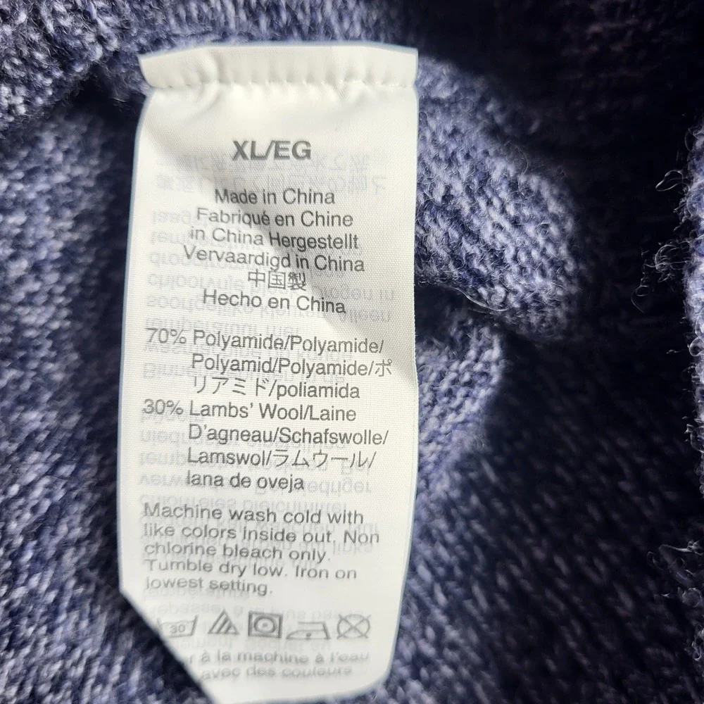 J. Crew Mens XL Blue Marled Shawl Collar Button Pullover Sweater Lambs Wool Mix